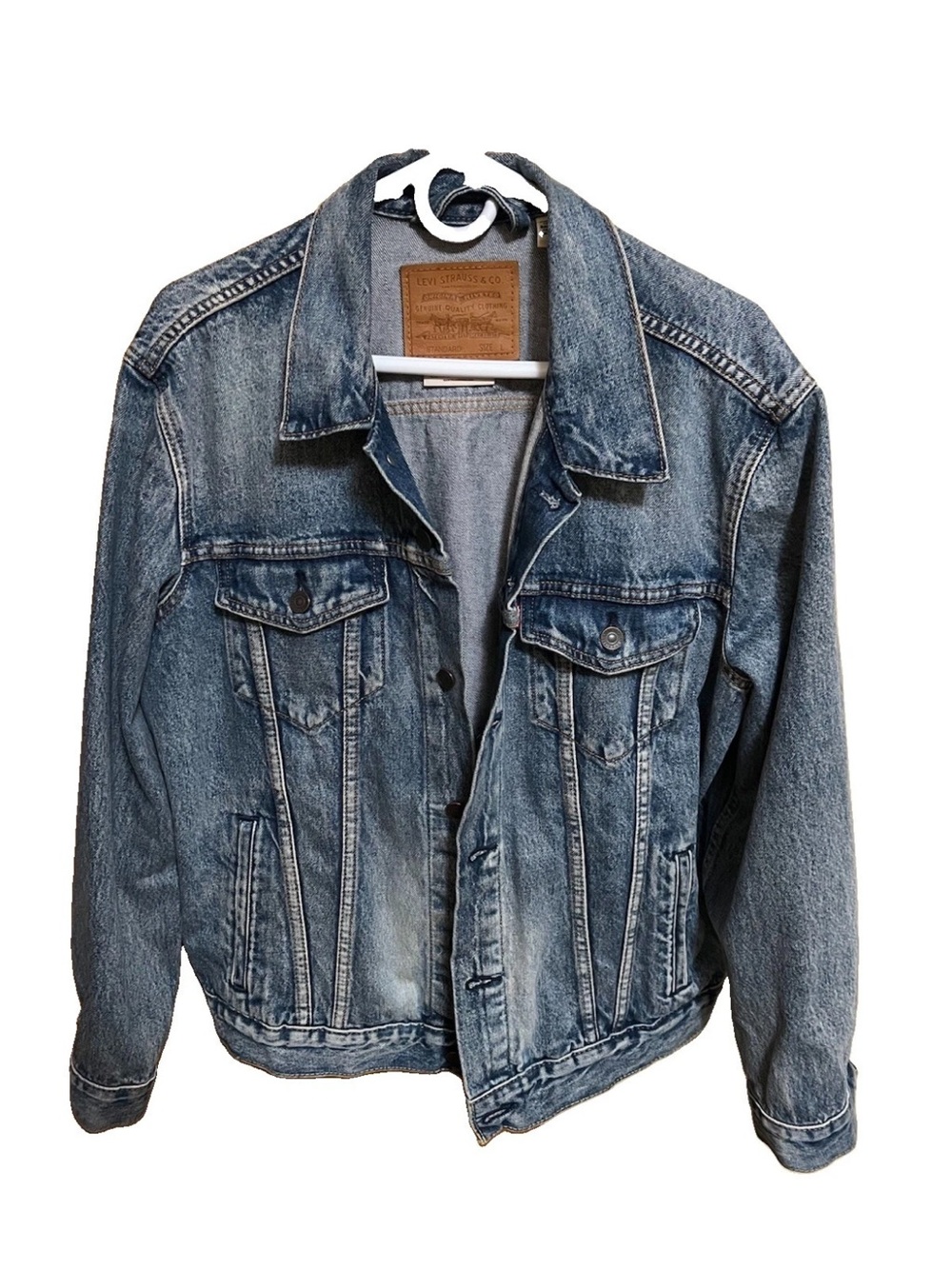 Levi’s Premium Denim Trucker Jacket Large L 72334-0574 Blue Wash Standard Fit